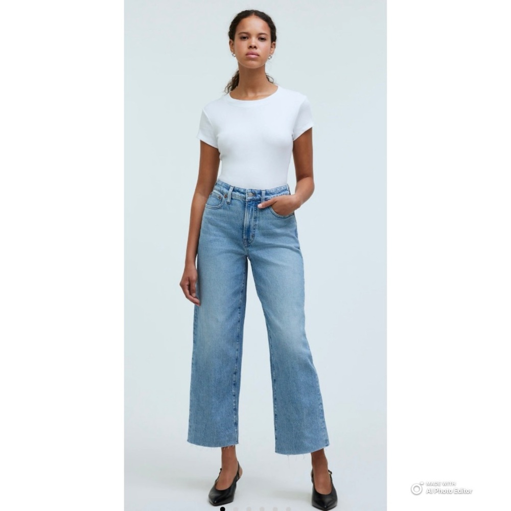 Madewell Petite Curvy Perfect Vintage Wide-Leg Crop Jeans Size 24P NWT